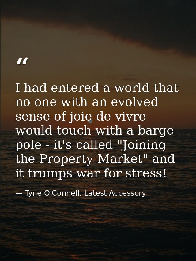 I had entered a world that no one with an evolved sense of joie de vivre would touch with a barge pole - it's called "Jo — Tyne O'Connell, Latest Accessory