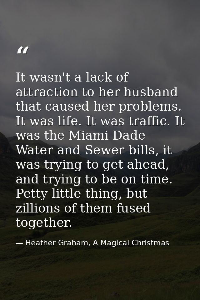 It wasn't a lack of attraction to her husband that caused her problems. It was life. It was traffic. It was the Miami Da — Heather Graham, A Magical Christmas