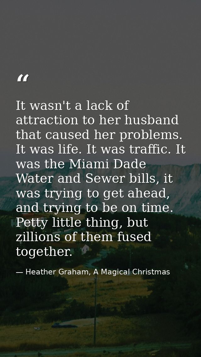 It wasn't a lack of attraction to her husband that caused her problems. It was life. It was traffic. It was the Miami Da — Heather Graham, A Magical Christmas