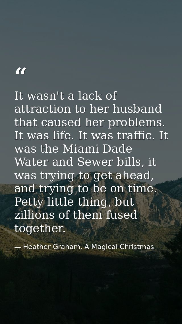 It wasn't a lack of attraction to her husband that caused her problems. It was life. It was traffic. It was the Miami Da — Heather Graham, A Magical Christmas
