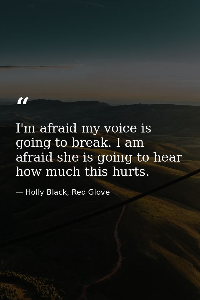 I'm afraid my voice is going to break. I am afraid she is going to hear how much this hurts. — Holly Black, Red Glove
