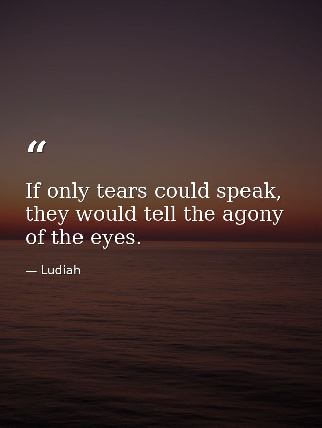If only tears could speak, they would tell the agony of the eyes. — Ludiah