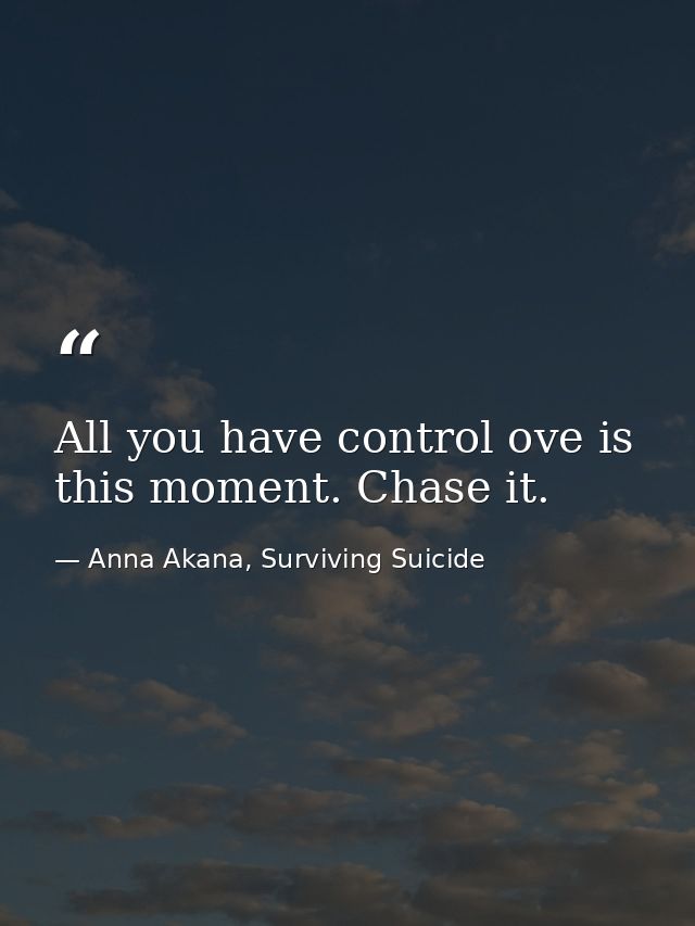 All you have control ove is this moment. Chase it. — Anna Akana, Surviving Suicide