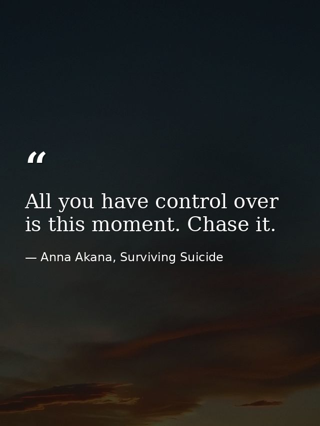 All you have control over is this moment. Chase it. — Anna Akana, Surviving Suicide