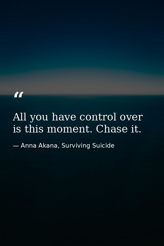 All you have control over is this moment. Chase it. — Anna Akana, Surviving Suicide