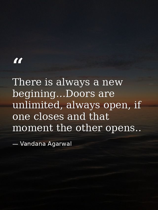There is always a new begining...Doors are unlimited, always open, if one closes and that moment the other opens.. — Vandana Agarwal