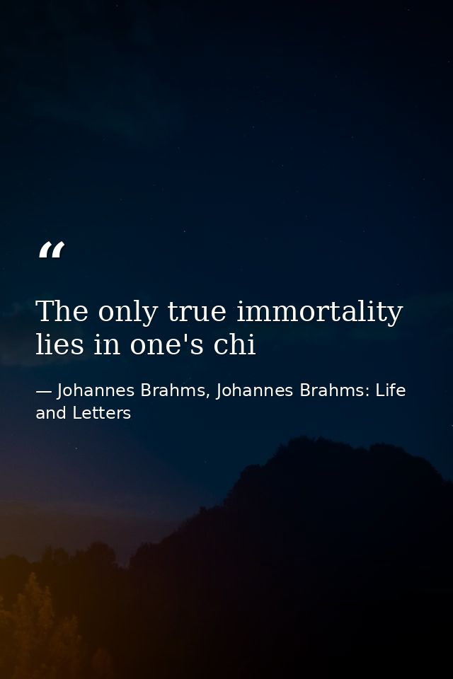 The only true immortality lies in one's chi — Johannes Brahms, Johannes Brahms: Life and Letters