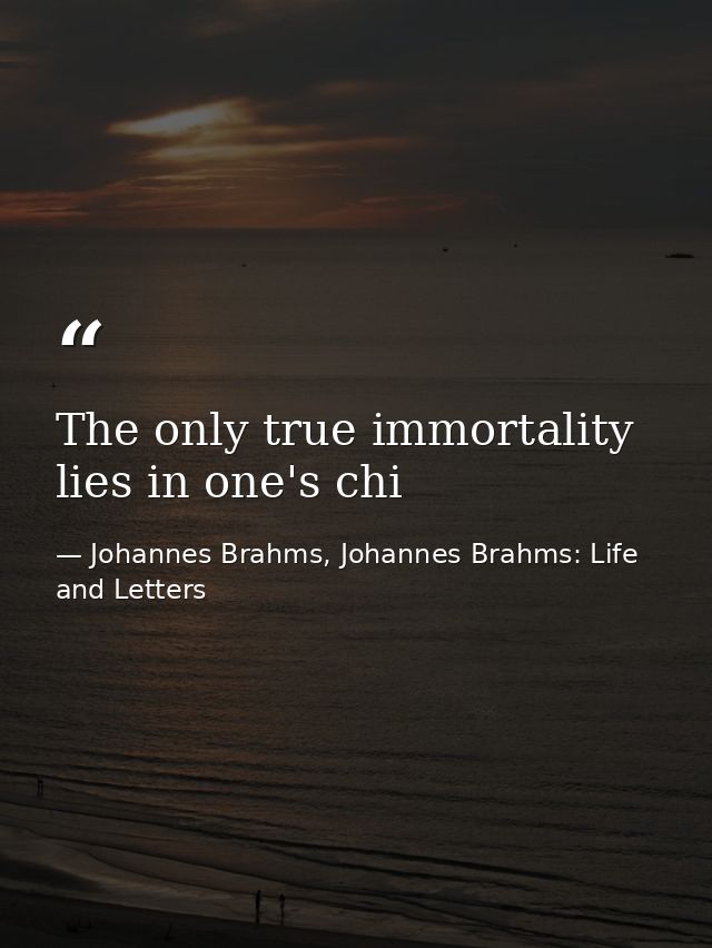 The only true immortality lies in one's chi — Johannes Brahms, Johannes Brahms: Life and Letters