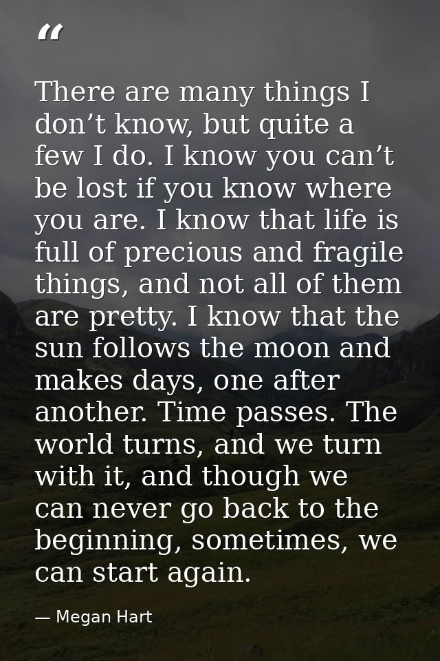 There are many things I don’t know, but quite a few I do. I know you can’t be lost if you know where you are. I know tha — Megan Hart