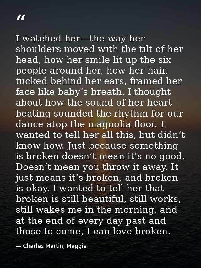 I watched her—the way her shoulders moved with the tilt of her head, how her smile lit up the six people around her, how — Charles Martin, Maggie