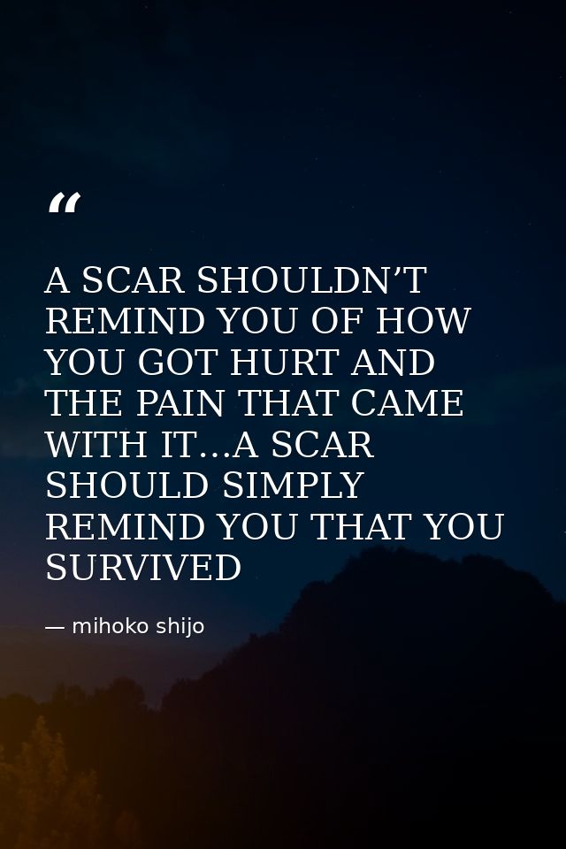 A SCAR SHOULDN’T REMIND YOU OF HOW YOU GOT HURT AND THE PAIN THAT CAME WITH IT…A SCAR SHOULD SIMPLY REMIND YOU THAT YOU  — mihoko shijo