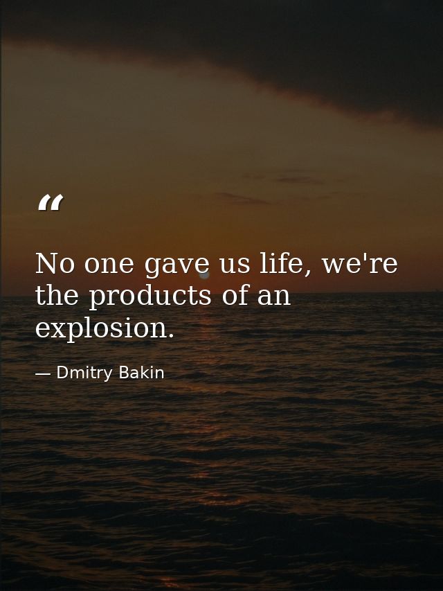 No one gave us life, we're the products of an explosion. — Dmitry Bakin