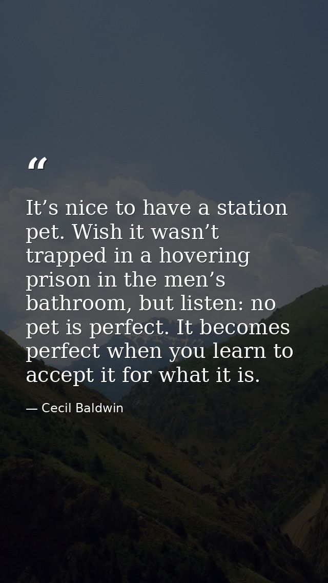 It’s nice to have a station pet. Wish it wasn’t trapped in a hovering prison in the men’s bathroom, but listen: no pet i — Cecil Baldwin