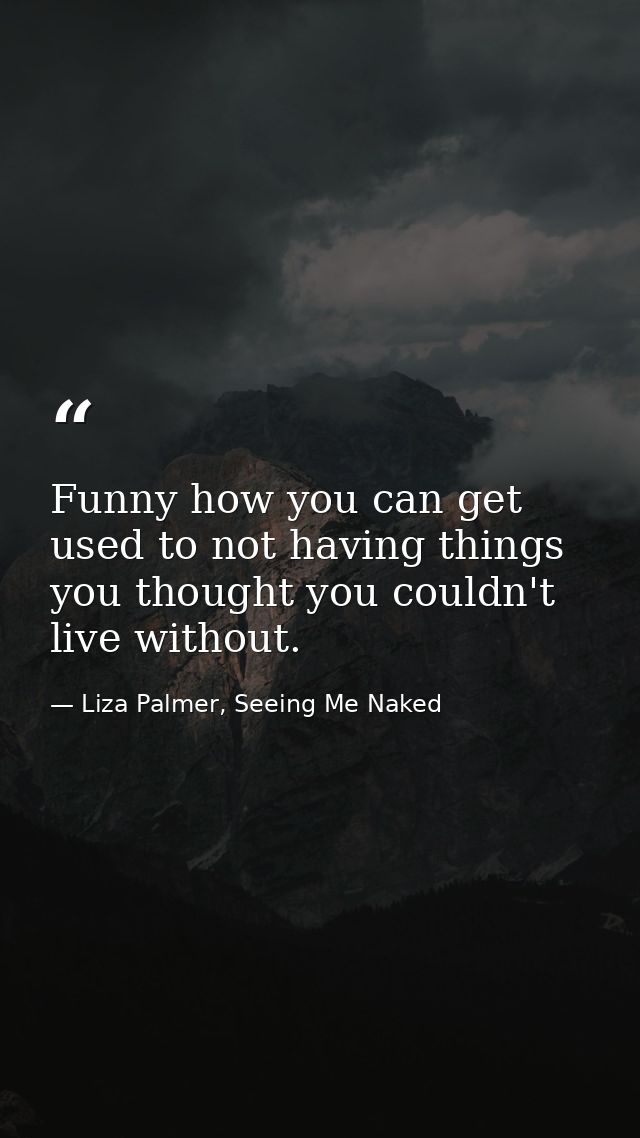 Funny how you can get used to not having things you thought you couldn't live without. — Liza Palmer, Seeing Me Naked