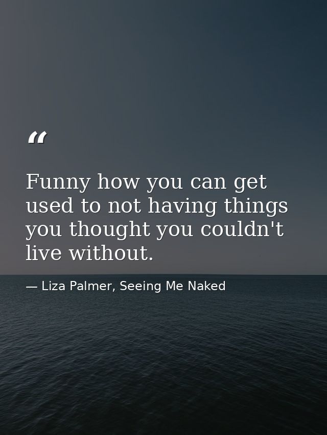 Funny how you can get used to not having things you thought you couldn't live without. — Liza Palmer, Seeing Me Naked