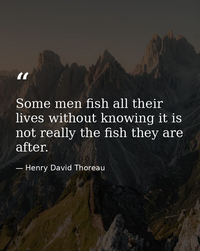 Some men fish all their lives without knowing it is not really the fish they are after. — Henry David Thoreau