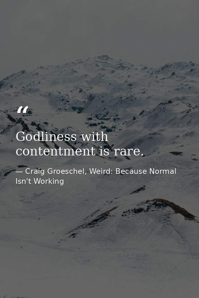 Godliness with contentment is rare. — Craig Groeschel, Weird: Because Normal Isn't Working