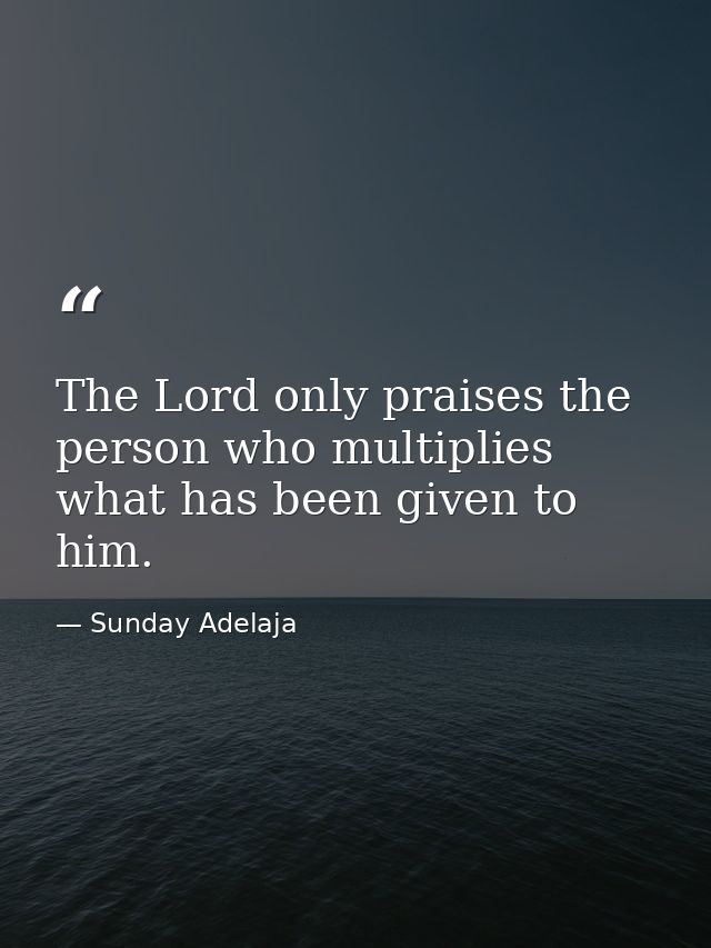 The Lord only praises the person who multiplies what has been given to him. — Sunday Adelaja