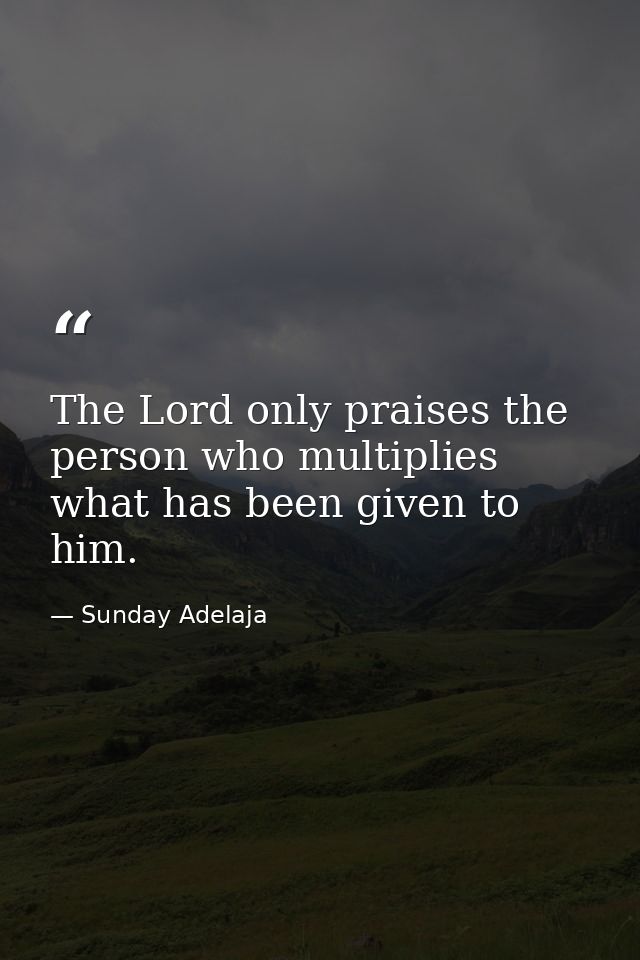 The Lord only praises the person who multiplies what has been given to him. — Sunday Adelaja