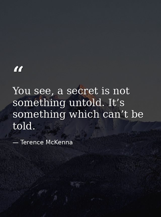 You see, a secret is not something untold. It’s something which can’t be told. — Terence McKenna