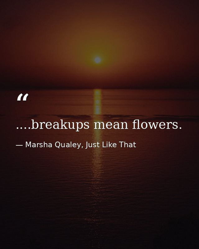 ....breakups mean flowers. — Marsha Qualey, Just Like That