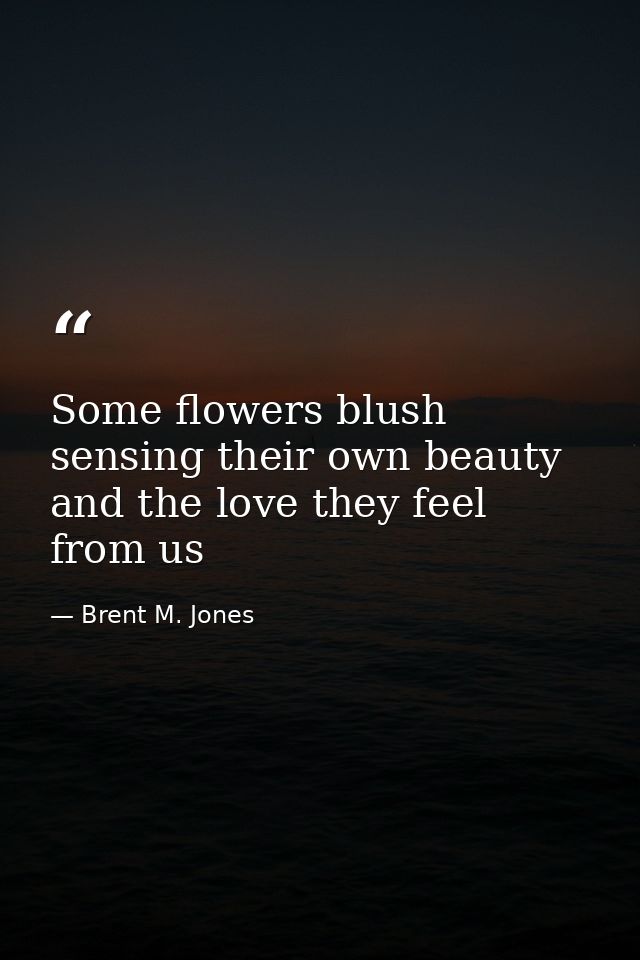 Some flowers blush sensing their own beauty and the love they feel from us — Brent M. Jones