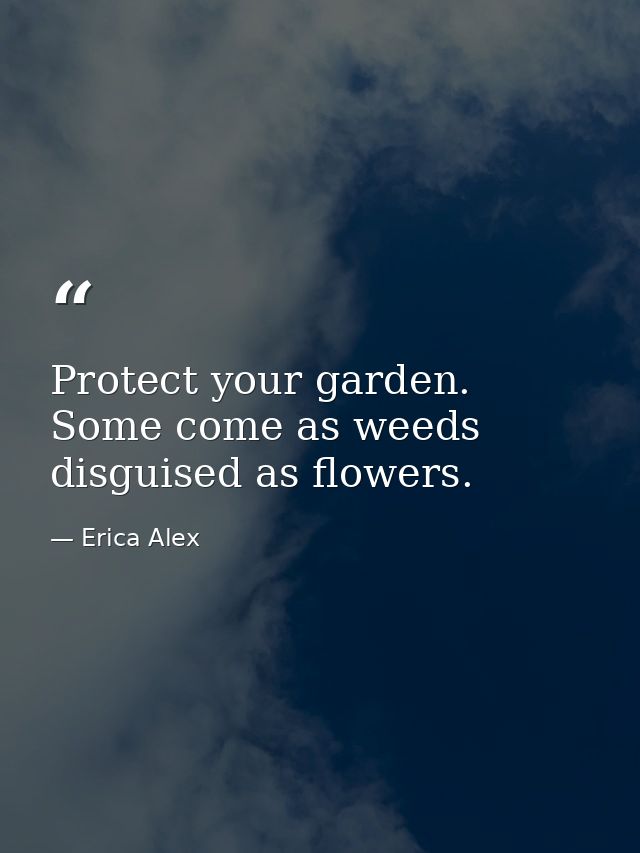 Protect your garden. Some come as weeds disguised as flowers. — Erica Alex