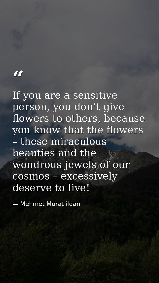 If you are a sensitive person, you don’t give flowers to others, because you know that the flowers – these miraculous be — Mehmet Murat ildan