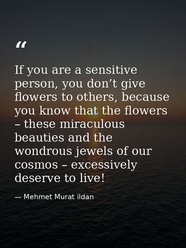 If you are a sensitive person, you don’t give flowers to others, because you know that the flowers – these miraculous be — Mehmet Murat ildan