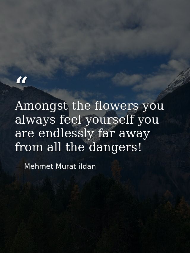 Amongst the flowers you always feel yourself you are endlessly far away from all the dangers! — Mehmet Murat ildan