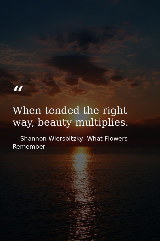 When tended the right way, beauty multiplies. — Shannon Wiersbitzky, What Flowers Remember