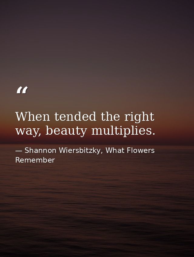 When tended the right way, beauty multiplies. — Shannon Wiersbitzky, What Flowers Remember