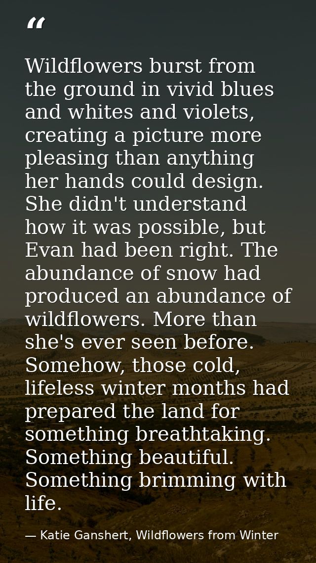 Wildflowers burst from the ground in vivid blues and whites and violets, creating a picture more pleasing than anything  — Katie Ganshert, Wildflowers from Winter