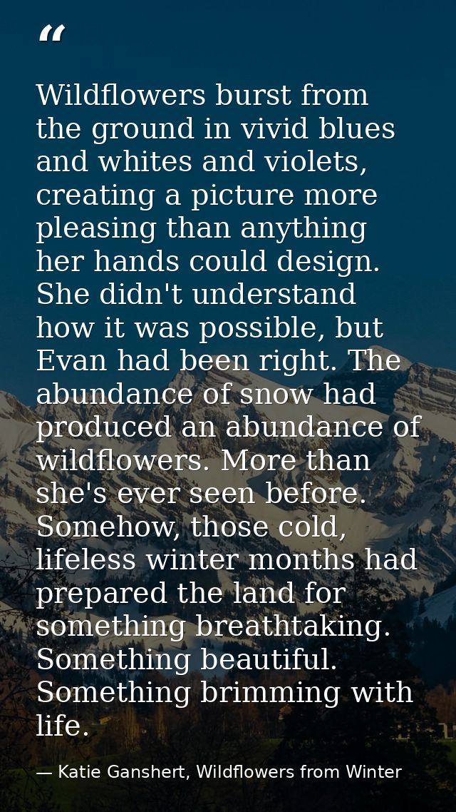 Wildflowers burst from the ground in vivid blues and whites and violets, creating a picture more pleasing than anything  — Katie Ganshert, Wildflowers from Winter
