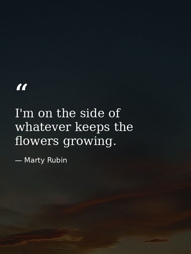 I'm on the side of whatever keeps the flowers growing. — Marty Rubin