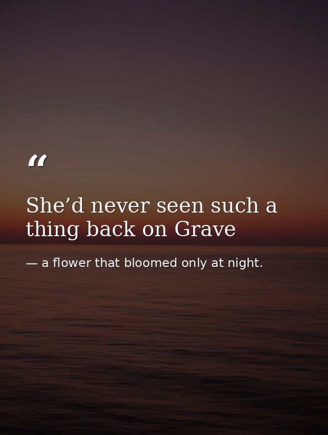 She’d never seen such a thing back on Grave — a flower that bloomed only at night.