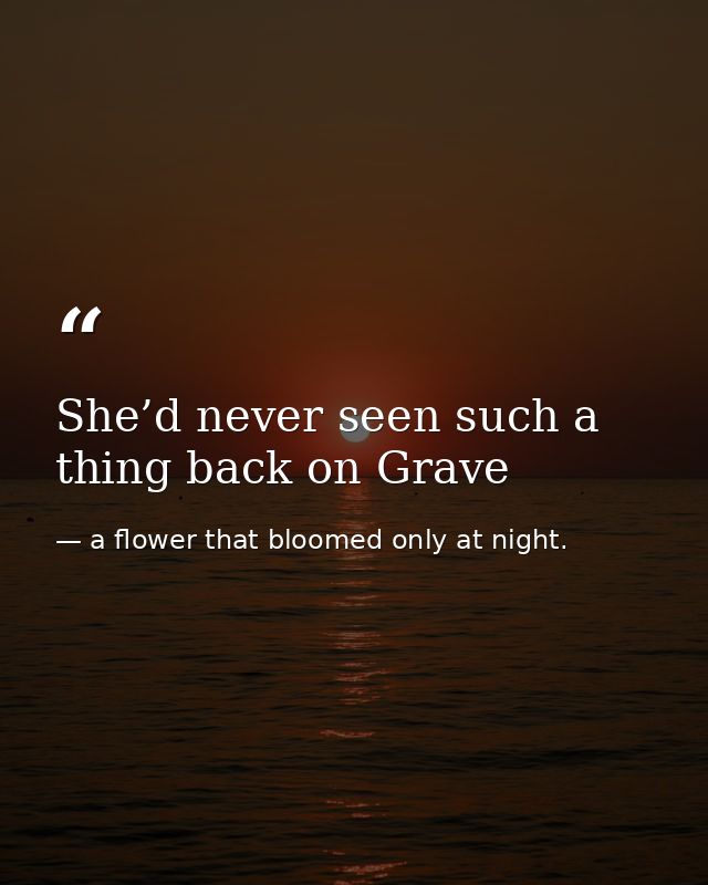 She’d never seen such a thing back on Grave — a flower that bloomed only at night.