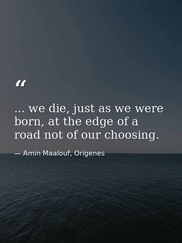 ... we die, just as we were born, at the edge of a road not of our choosing. — Amin Maalouf, Orígenes