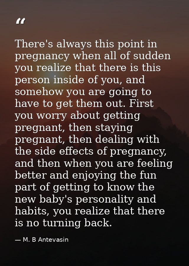 There's always this point in pregnancy when all of sudden you realize that there is this person inside of you, and someh — M. B Antevasin