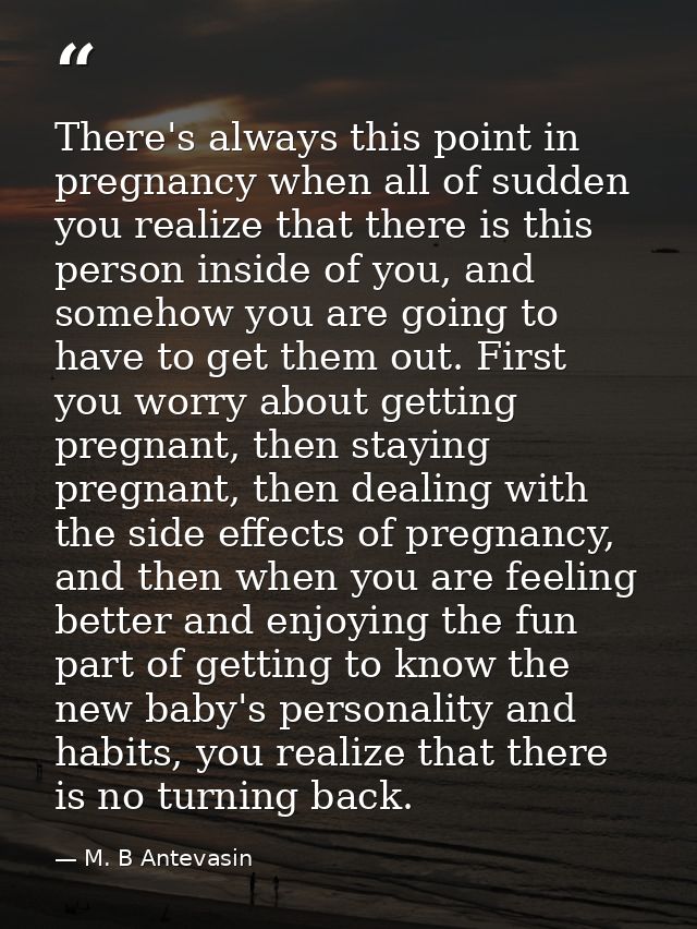 There's always this point in pregnancy when all of sudden you realize that there is this person inside of you, and someh — M. B Antevasin