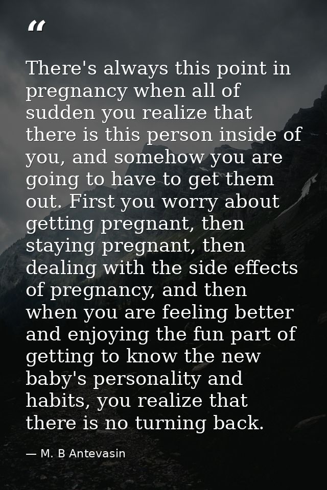 There's always this point in pregnancy when all of sudden you realize that there is this person inside of you, and someh — M. B Antevasin