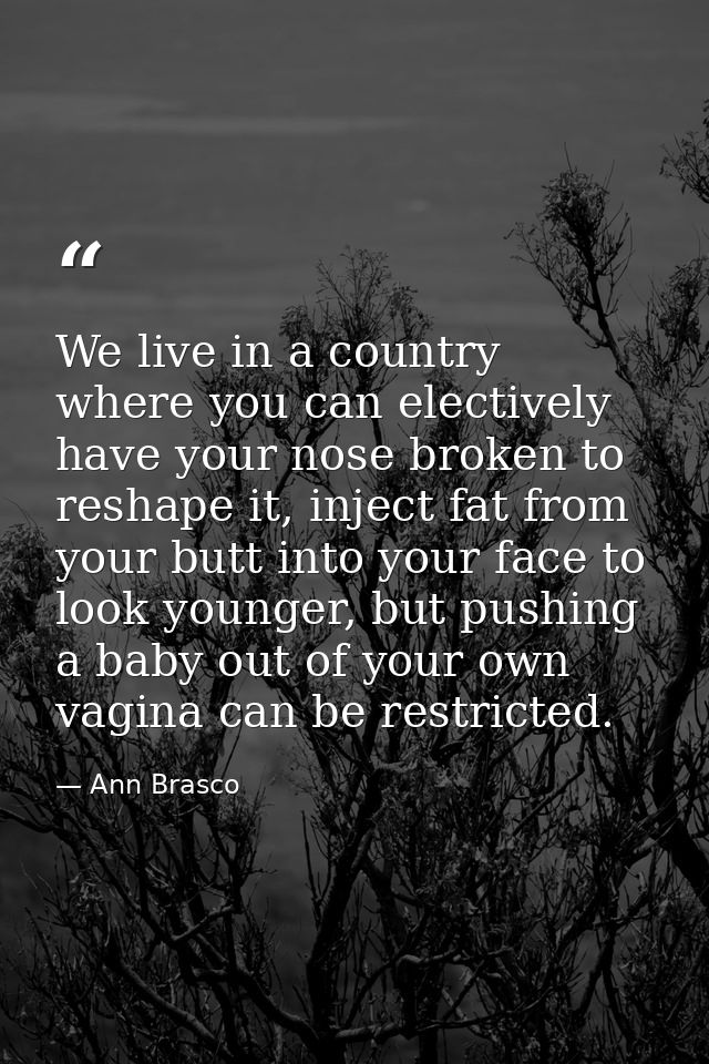 We live in a country where you can electively have your nose broken to reshape it, inject fat from your butt into your f — Ann Brasco