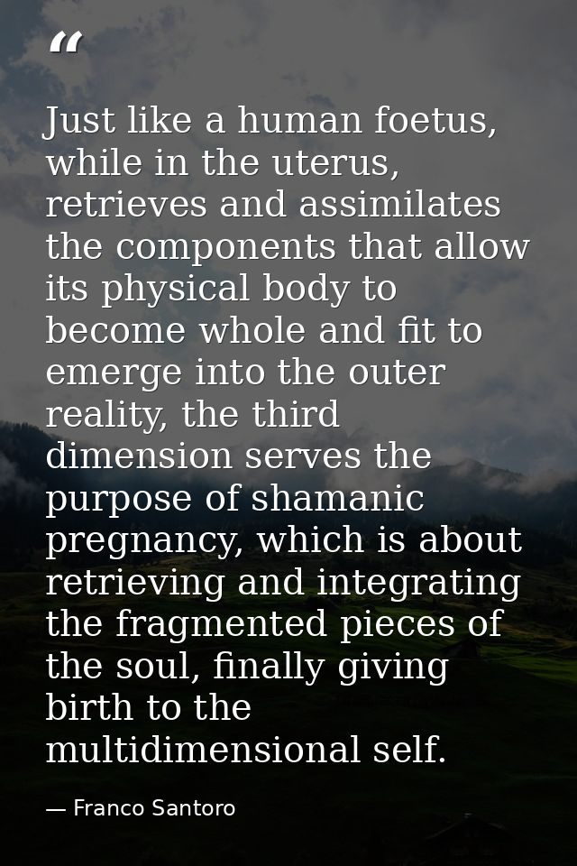 Just like a human foetus, while in the uterus, retrieves and assimilates the components that allow its physical body to  — Franco Santoro