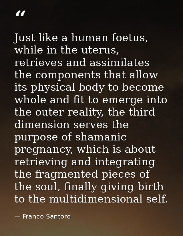 Just like a human foetus, while in the uterus, retrieves and assimilates the components that allow its physical body to  — Franco Santoro