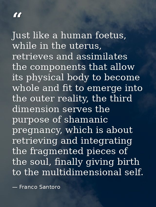 Just like a human foetus, while in the uterus, retrieves and assimilates the components that allow its physical body to  — Franco Santoro