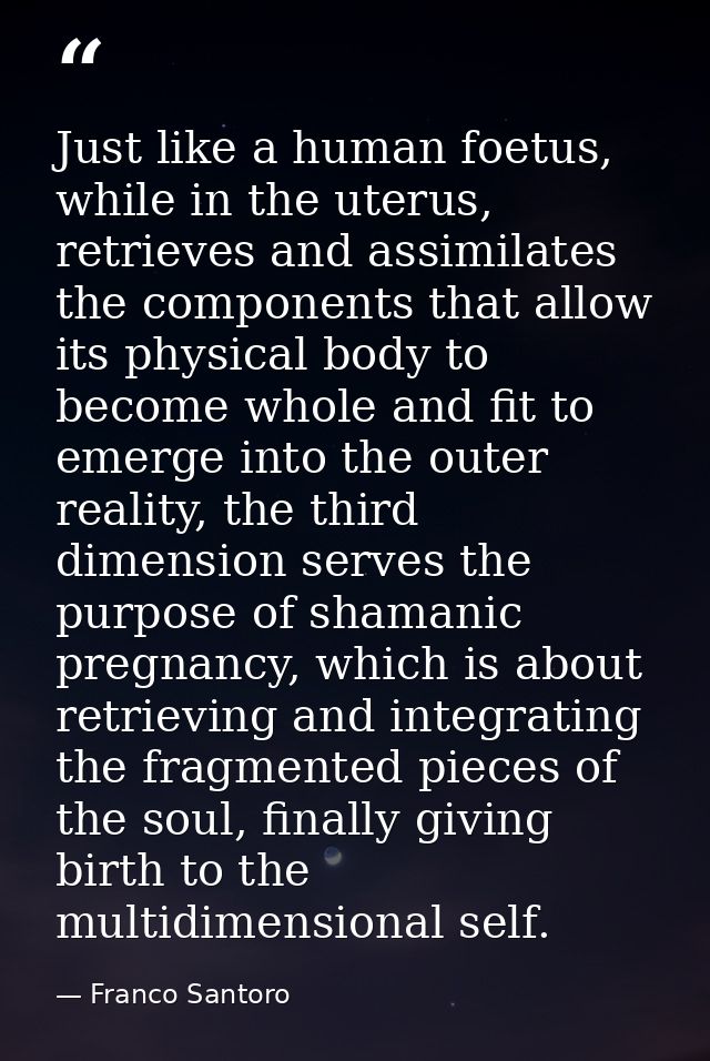 Just like a human foetus, while in the uterus, retrieves and assimilates the components that allow its physical body to  — Franco Santoro