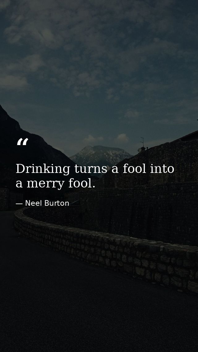 Drinking turns a fool into a merry fool. — Neel Burton