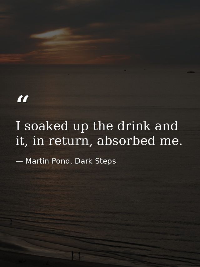 I soaked up the drink and it, in return, absorbed me. — Martin Pond, Dark Steps