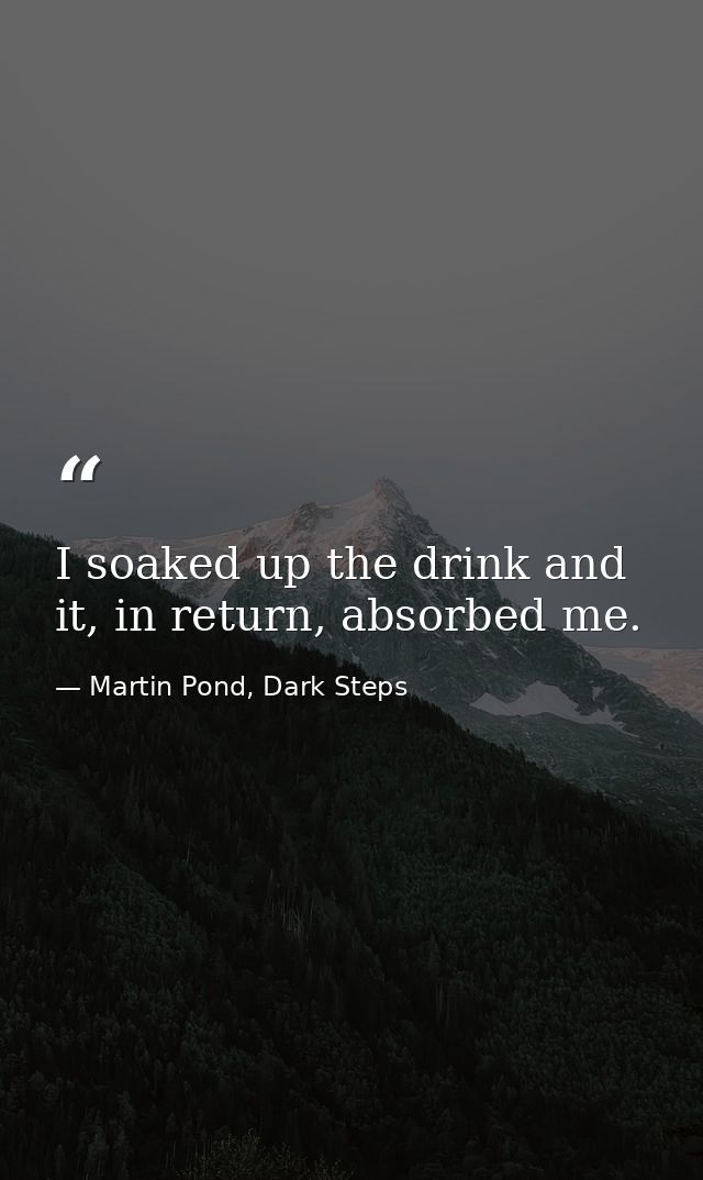 I soaked up the drink and it, in return, absorbed me. — Martin Pond, Dark Steps