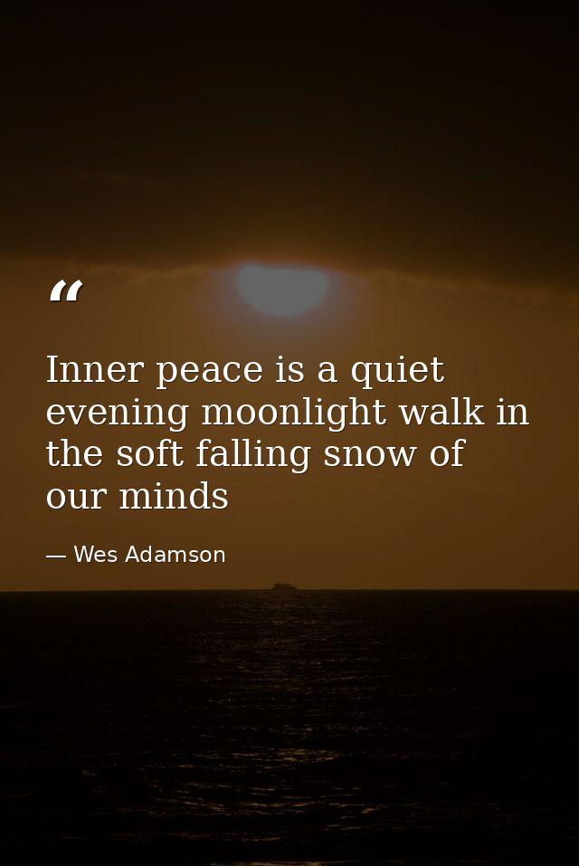 Inner peace is a quiet evening moonlight walk in the soft falling snow of our minds — Wes Adamson